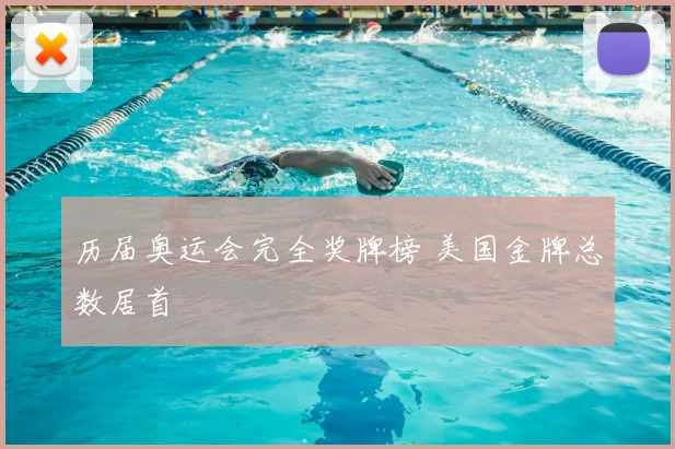 历届奥运会完全奖牌榜 美国金牌总数居首